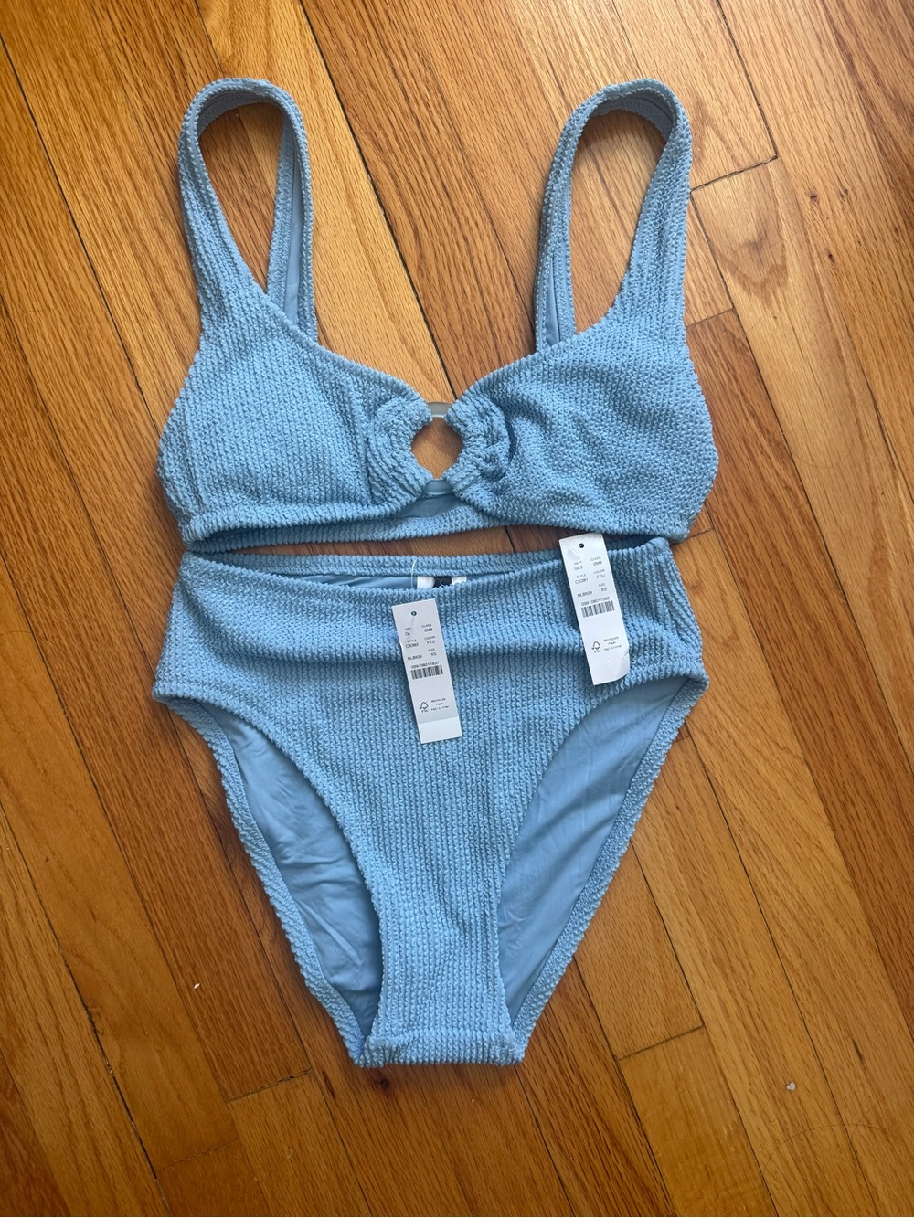 BNWT J Crew Claudia O Ring and Hallie Scrunchi Bikini Frosted Tundra XS